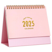 Calendario de Escritorio Pequeño, Plegable y de Pie - Calendario Mensual de Espiral para Oficina en Casa, Color Rosa