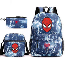 (backpack)Three-piece backpack set for primary and secondary school students, large capacity, starry sky campus style backpack for boys and girls, sho