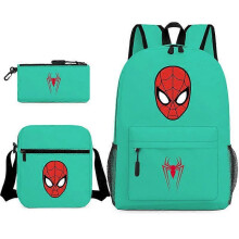 (backpack)Three-piece backpack set for primary and secondary school students, large capacity, starry sky campus style backpack for boys and girls, sho