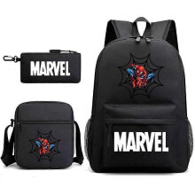 (backpack)Three-piece backpack set for primary and secondary school students, large capacity, starry sky campus style backpack for boys and girls, sho