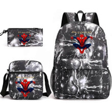 (backpack)Three-piece backpack set for primary and secondary school students, large capacity, starry sky campus style backpack for boys and girls, sho