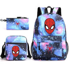(backpack)Three-piece backpack set for primary and secondary school students, large capacity, starry sky campus style backpack for boys and girls, sho