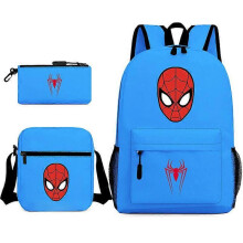 (backpack)Three-piece backpack set for primary and secondary school students, large capacity, starry sky campus style backpack for boys and girls, sho