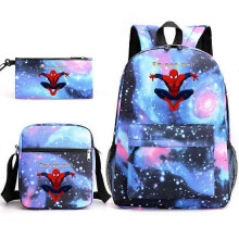 (backpack)Three-piece backpack set for primary and secondary school students, large capacity, starry sky campus style backpack for boys and girls, sho