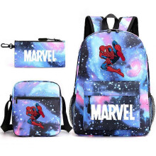 (backpack)Three-piece backpack set for primary and secondary school students, large capacity, starry sky campus style backpack for boys and girls, sho