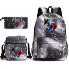 (backpack)Three-piece backpack set for primary and secondary school students, large capacity, starry sky campus style backpack for boys and girls, sho