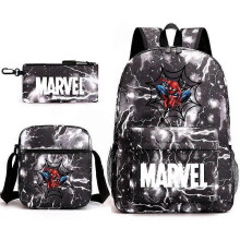 (backpack)Three-piece backpack set for primary and secondary school students, large capacity, starry sky campus style backpack for boys and girls, sho