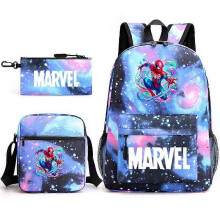 (backpack)Three-piece backpack set for primary and secondary school students, large capacity, starry sky campus style backpack for boys and girls, sho