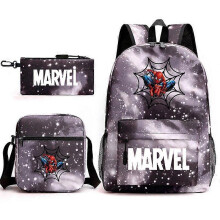 (backpack)Three-piece backpack set for primary and secondary school students, large capacity, starry sky campus style backpack for boys and girls, sho