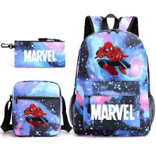 (backpack)Three-piece backpack set for primary and secondary school students, large capacity, starry sky campus style backpack for boys and girls, sho