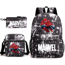 (backpack)Three-piece backpack set for primary and secondary school students, large capacity, starry sky campus style backpack for boys and girls, sho