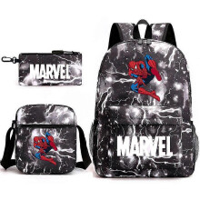 (backpack)Three-piece backpack set for primary and secondary school students, large capacity, starry sky campus style backpack for boys and girls, sho