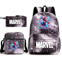 (backpack)Three-piece backpack set for primary and secondary school students, large capacity, starry sky campus style backpack for boys and girls, sho