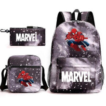 (backpack)Three-piece backpack set for primary and secondary school students, large capacity, starry sky campus style backpack for boys and girls, sho
