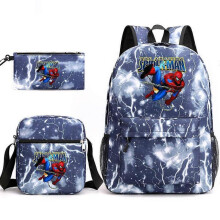 (backpack)Three-piece backpack set for primary and secondary school students, large capacity, starry sky campus style backpack for boys and girls, sho