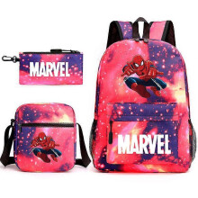 (backpack)Three-piece backpack set for primary and secondary school students, large capacity, starry sky campus style backpack for boys and girls, sho