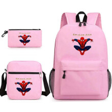 (backpack)Three-piece backpack set for primary and secondary school students, large capacity, starry sky campus style backpack for boys and girls, sho