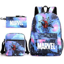 (backpack)Three-piece backpack set for primary and secondary school students, large capacity, starry sky campus style backpack for boys and girls, sho