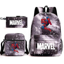 (backpack)Three-piece backpack set for primary and secondary school students, large capacity, starry sky campus style backpack for boys and girls, sho