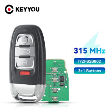 Car Remote Key For Audi A3 A4 A5 A6 A8 Quattro Q5 Q7 A6 A8 Smart Remote Key 315MHz IYZFBSB802 2009-2015 P/N:8K0959754F