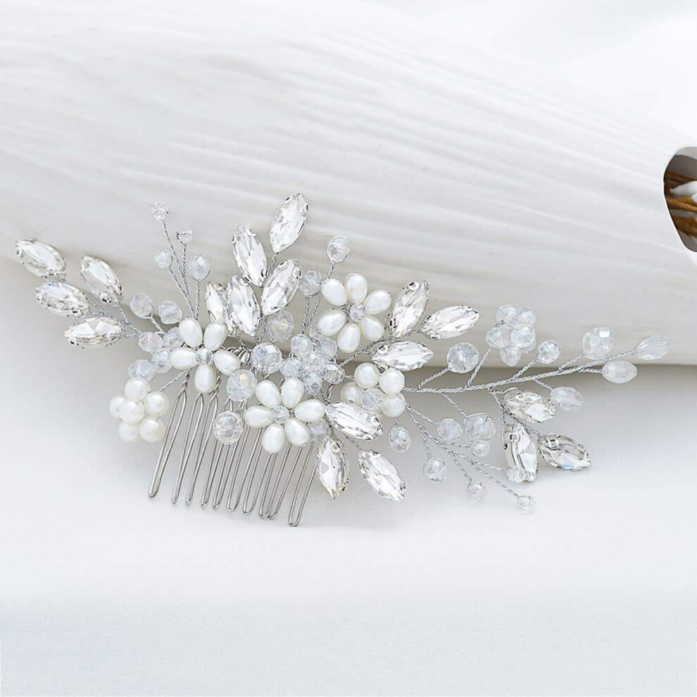 Dachuang Beauty Silver (, Iron Wire) Women\'S Crystal Pearl Hair Combs
