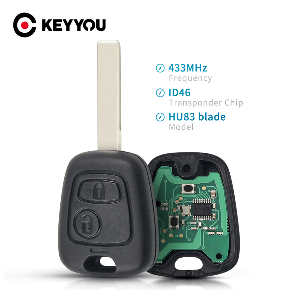 Car Remote Control Key 2 Buttons 433Mhz For Peugeot 207 307 Car Keyless Fob Pcf7961 Chip Hu83 Blade 6935161653434