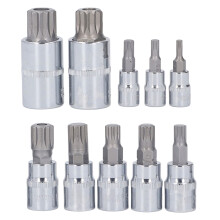 Triple Square Spline Bit Socket Set 10 Pcs M4-M18 for 1/4in 3/8in 1/2in Drives