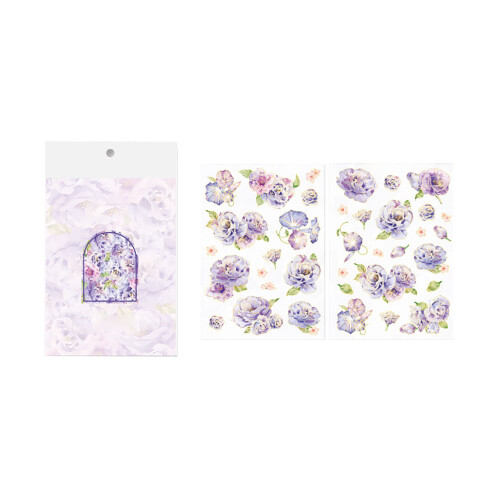 2 Sheets Purple Flower Decals PET Waterproof 1