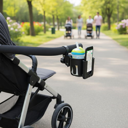 2-in-1 Cup & Phone Holder for Strollers & Bikes 2
