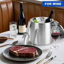 Portable Ice Buckets for Parties 3 Liter Double-Wall Ice Bucket with Lid,Scoop,Tongs, Stainless Steel Ice Container