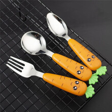 Stainless Steel Baby Spoon Fork Short Handle Baby Children Tableware Gift Box Set Gift Home