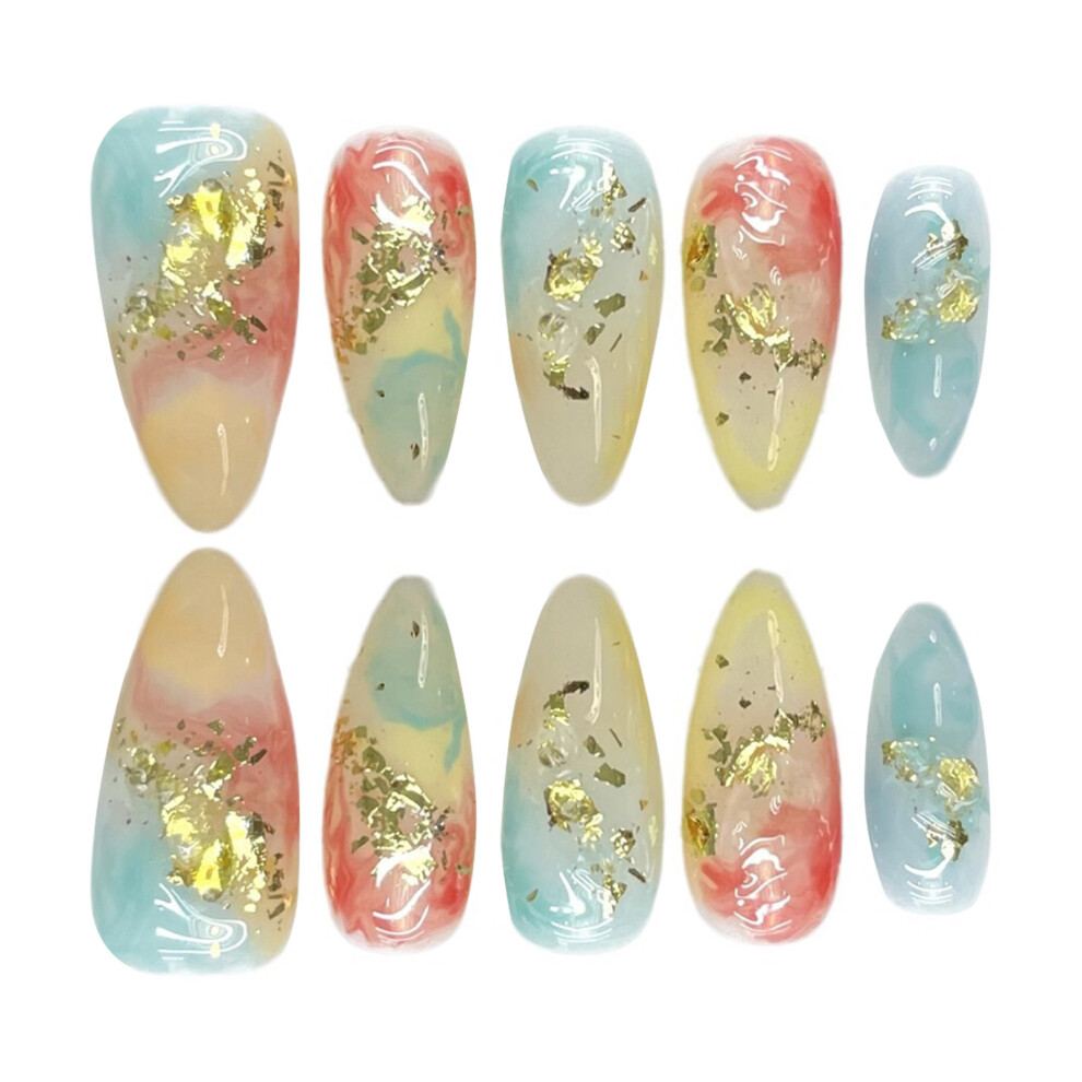 Dachuang Beauty (M) Colorful Almond Smudge Press On Nails For Diy