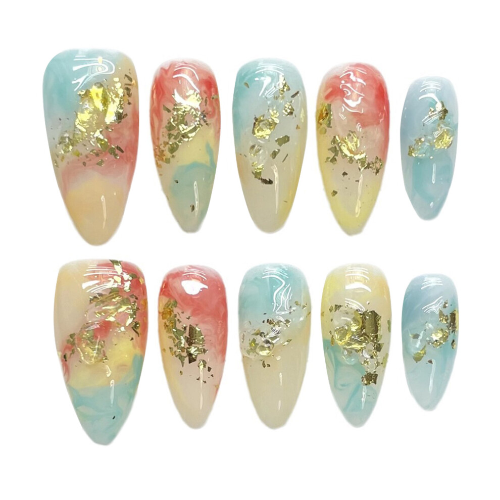 Dachuang Beauty (S) Colorful Almond Smudge Press On Nails For Diy