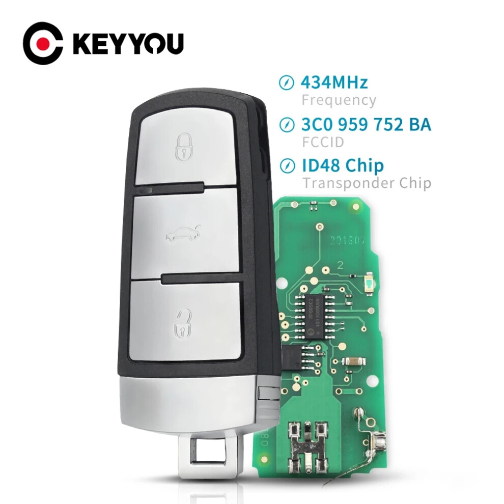 3 Buttons Flip Smart Car Remote Key Fob With Id48 Chip 3C0959752ba 433Mhz Id48 For Vw Passat B6 3C B7 Magotan Cc 6935161641554
