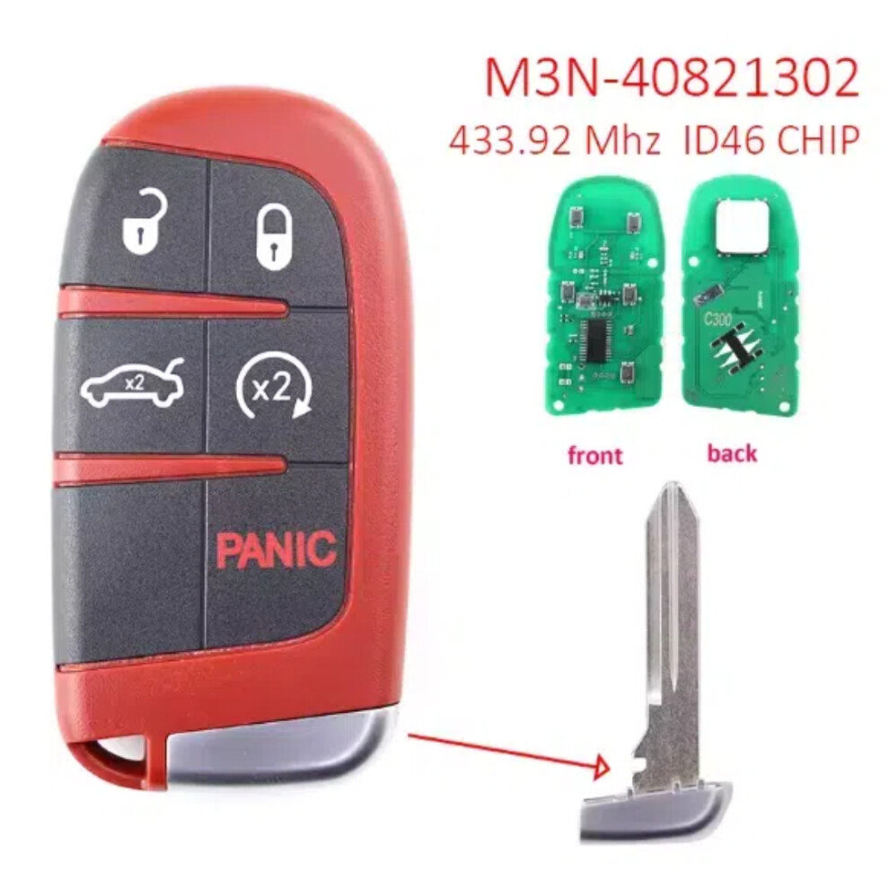 433Mhz 46 Chip Car Key Fob Housing For Jeep Grand Cherokee Chrysler 300 For Dodge Challenger Charger Srt Hellcat Redeye Widebody 6935161645583