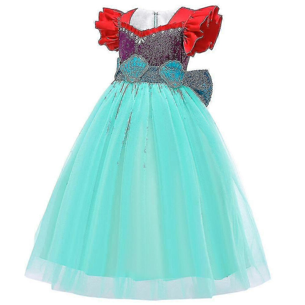 (6-7Years) 4-8 Years Girls Mermaid Princess Dresses Costume Party Dress-image