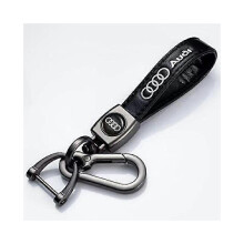 (Audi)Leather Keychain Hook Key Pendant with Car Brand Logo Spring Buckle Ring Compatible