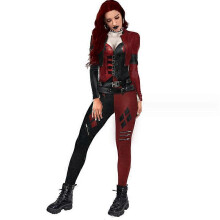 (XL)Women's 3D Mechanical Robot Skeleton Print Halloween Jumpsuit Romper Cosplay Costume