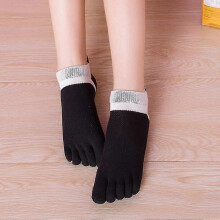 (Black) Short Sports Soft Winter Breathable Five Fingers Fashion Autumn Women Socks