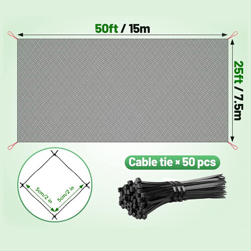 Lightweight Reusable Bird Protection Net 15x7.5m 5cm Hole Spacing 1
