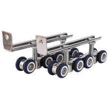 New 2-Piece Stainless Steel Wooden Sliding Door Pulley Set for Closet, 8 Wheels