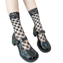 (C) Maid Cute Lace Lolita Socks Tube Long Socks Pile Pile Socks Sweet Women Girl Stockings Knee High Elastic Hollow Socks