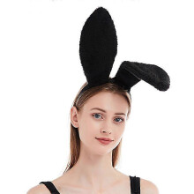 (BLACK) Bunny Ears Headbands Furry Rabbit Ear Headband Party Prom Cosplay Headwear Costume Hair Accessories for Women