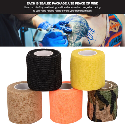 5pcs Disposable Self-Adhesive Tattoo Grip Covers, 5cm, Multiple Colors 2