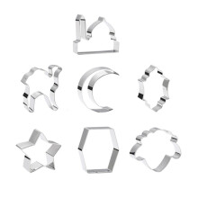 7Stk Silberne Keks Ausstechformen Edelstahl Anti-Rost Backform Set