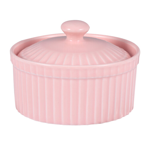 keramik backschale hitzebeständig mit deckel für pudding gelee pink