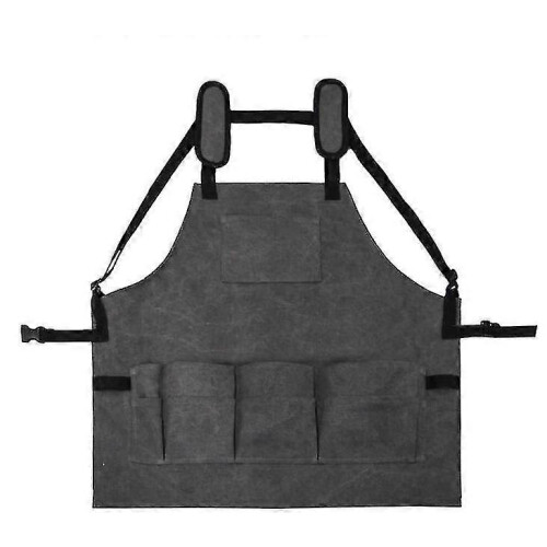 (gray) 5pocket Single Side Tool Adjustable Belt Pouch/work Apron Canvas