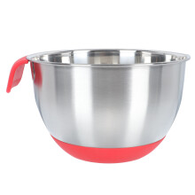 1Stk Rote Küchen-Schüssel Edelstahl Mit Silikon Anti-Rutsch Design