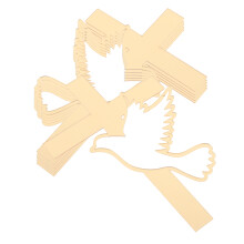 6Stk Goldfarbene Tauben-Tortendeko Mit Kreuz Für Religiöse Feste