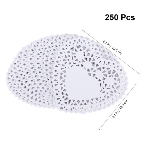 250Pcs Paper Cake Base Heart Shape Tray White Cake Serving Display 1